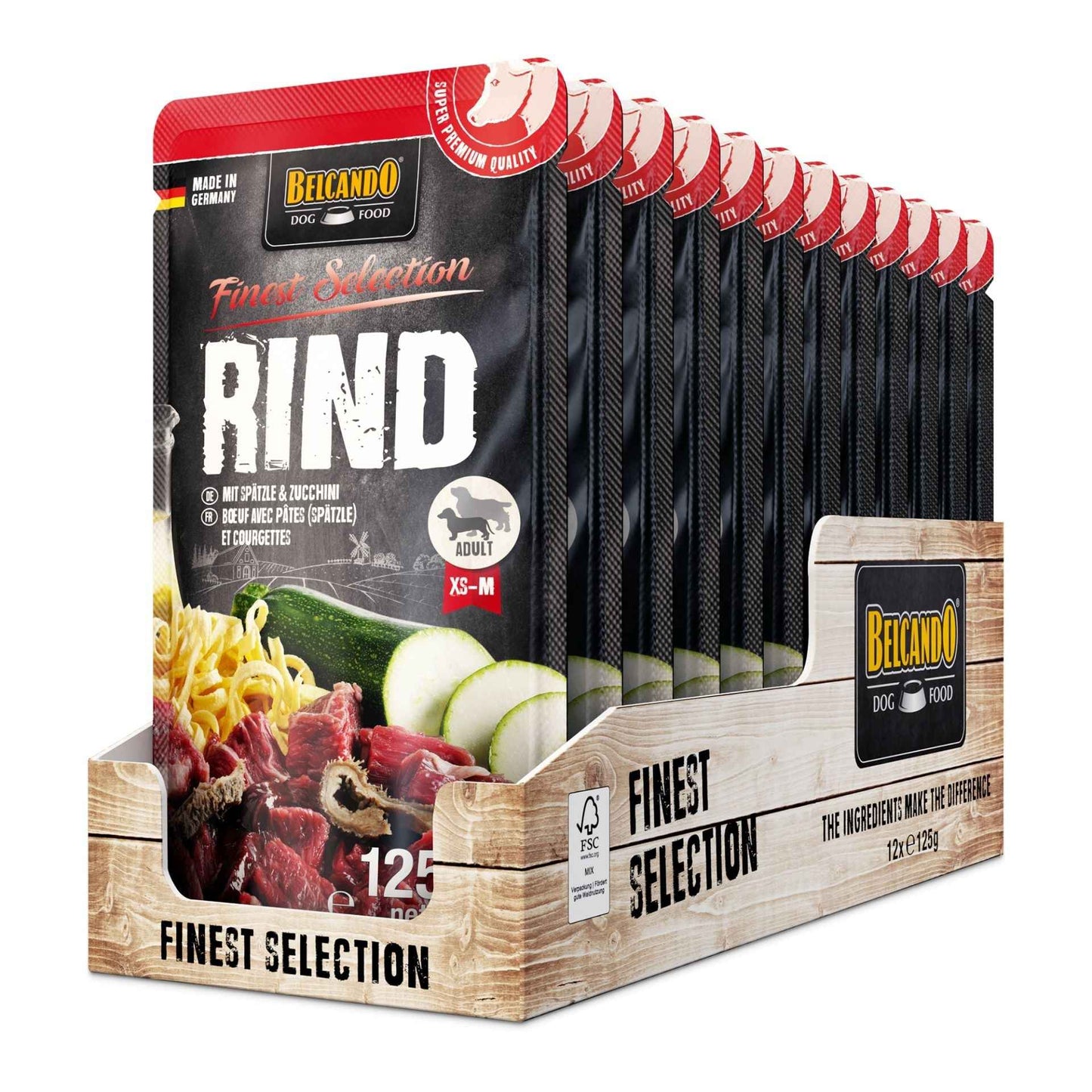 Belcando Finest Selection Ternera con Pasta al Huevo & Calabacín 125g