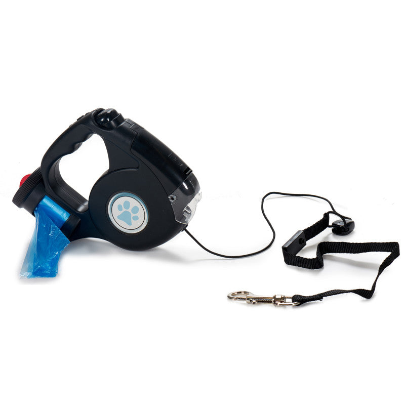 Correa extensible 3 en 1 con luz LED y dispensador de bolsas 5 m