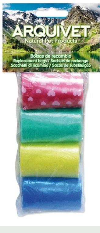 Arquivet Bolsas Higiénicas de Colores para Perros – 4 Rollos x 20 bolsas