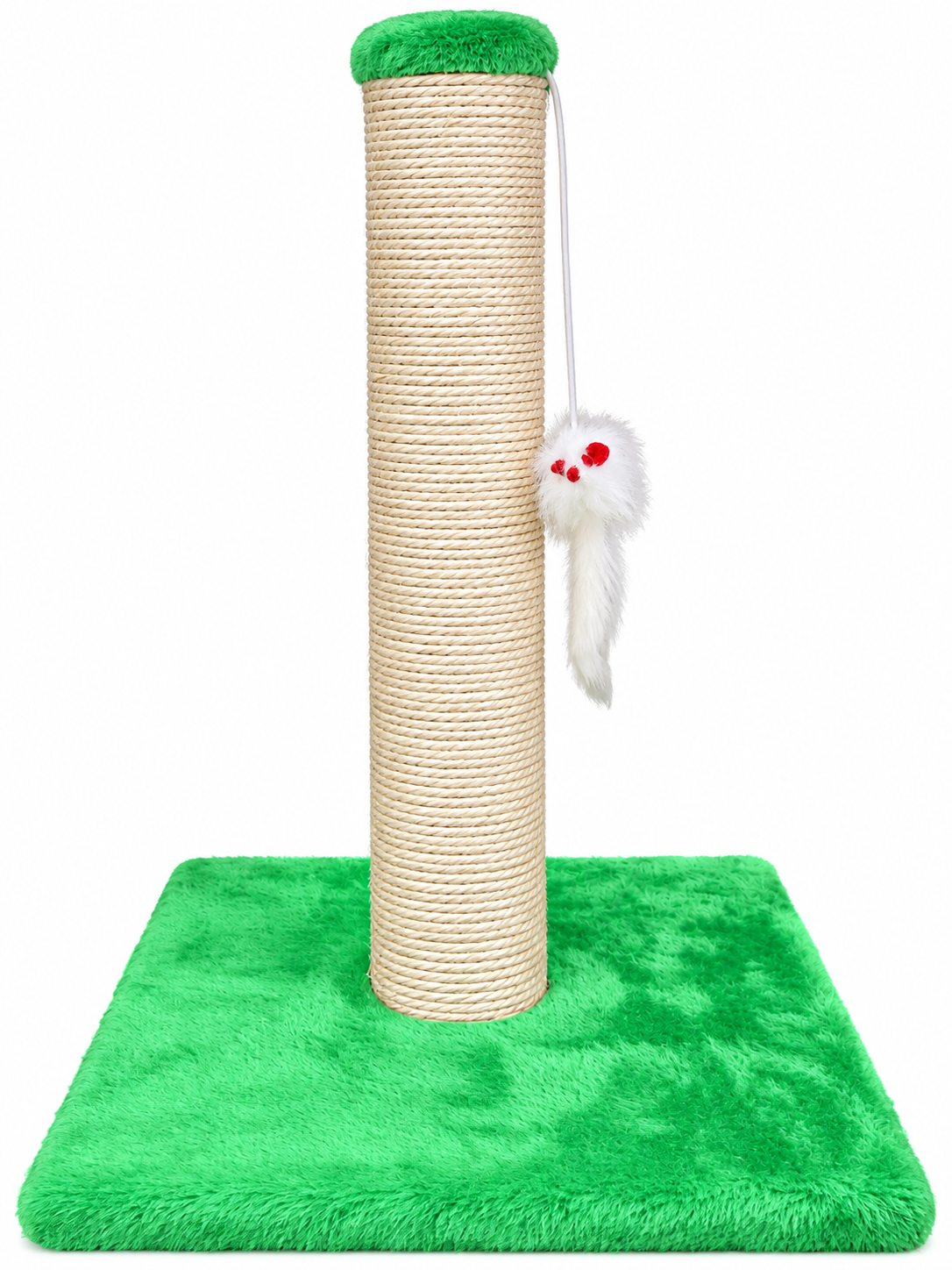 Poste Rascador para Gatos y Gatitos con Juguete de Ratón Verde (25x25x35 cm)