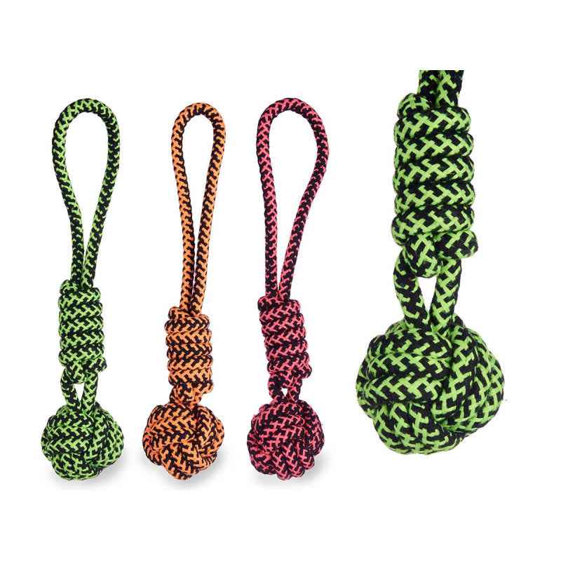 Pelota con cuerda para perros colores surtidos