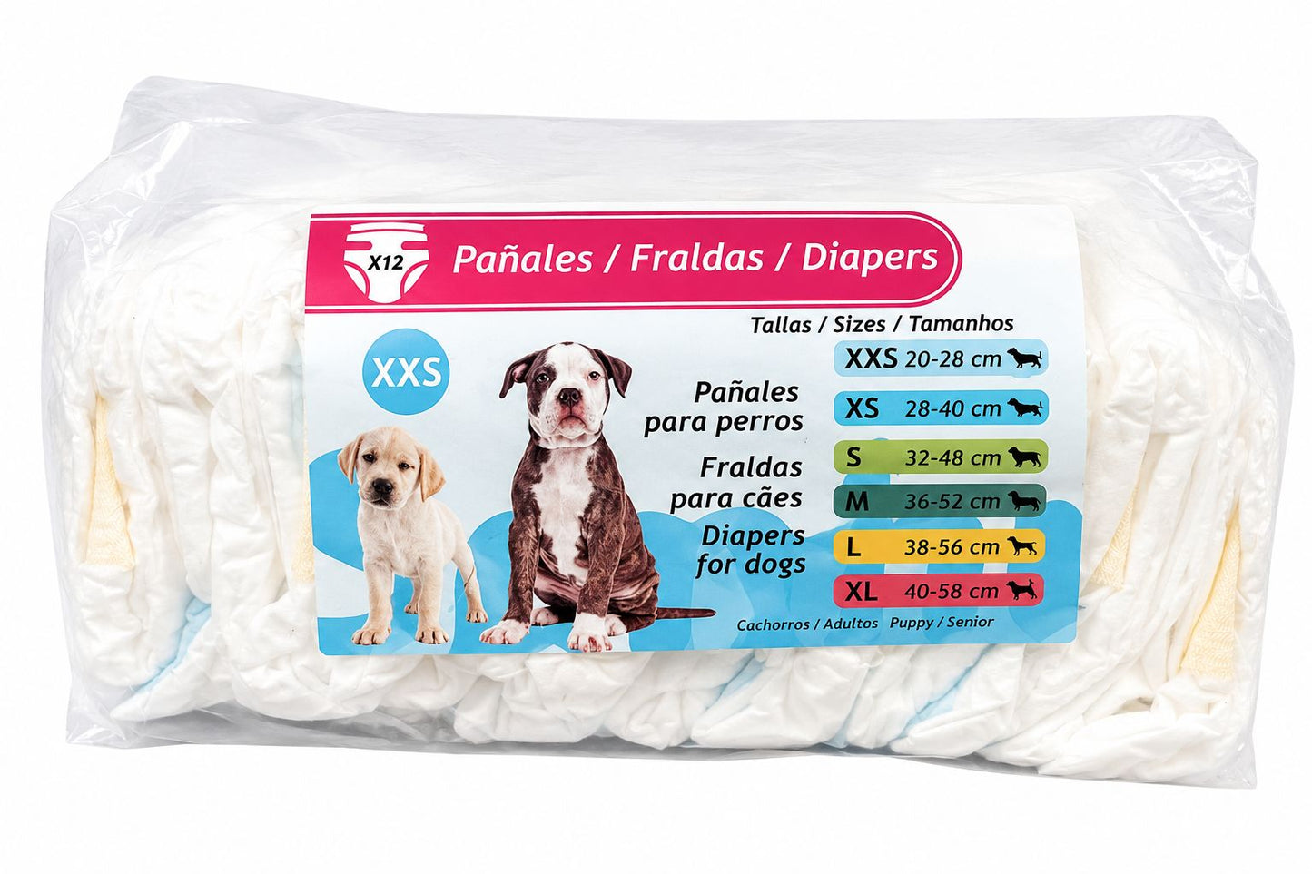 Pañales para perros talla XXS 12 uds