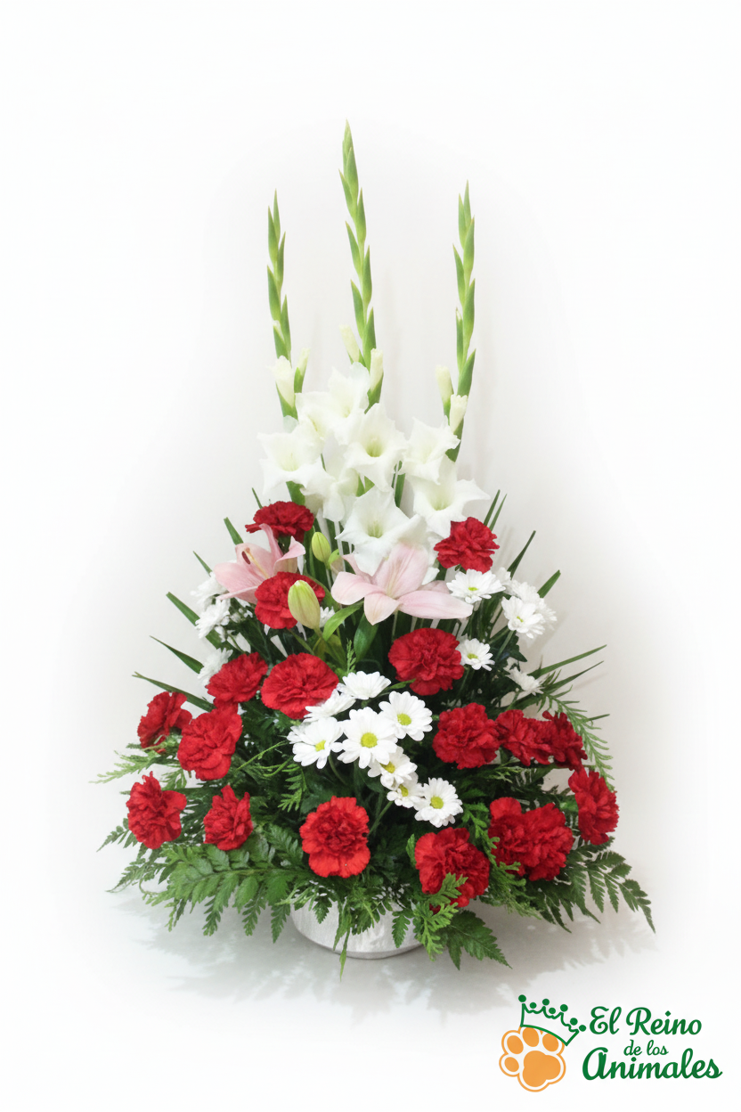 Centro de Flores 1 - Arreglo Floral con Claveles y Gladiolos