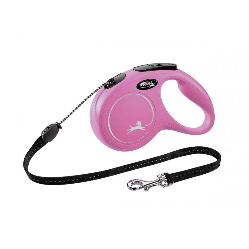 Correa Extensible Flexi New Classic Cordón Rosa M 5m | Paseo