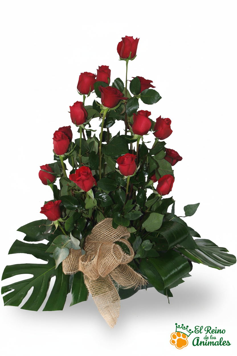 Centro de Flores nº12 - Arreglo Vertical con Rosas Rojas