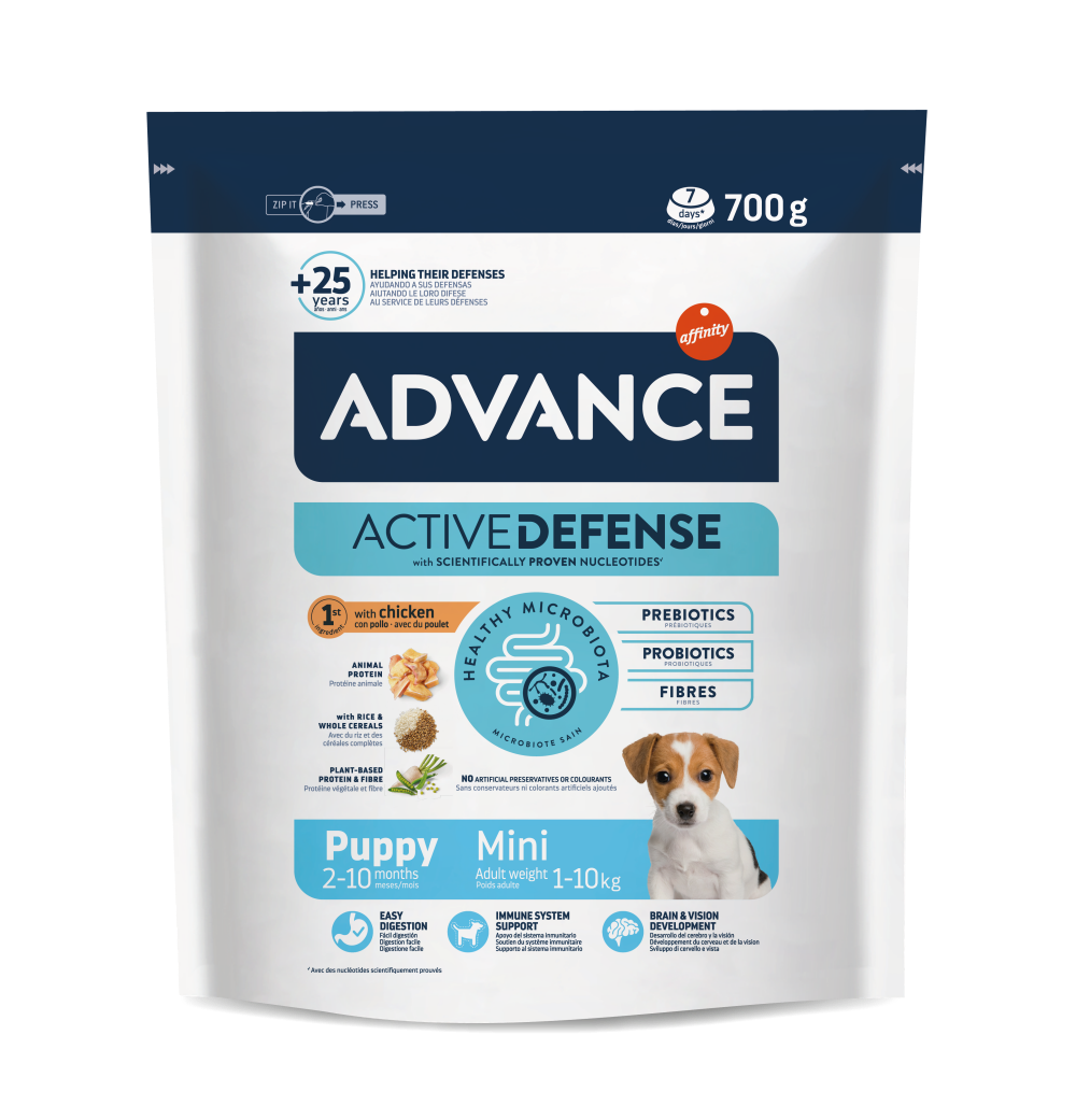 Advance Mini Puppy Pienso con Pollo para Cachorros de Raza Pequeña – 700 g