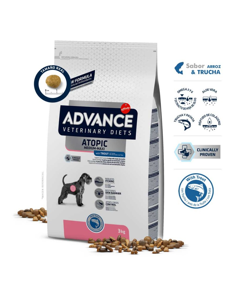 Advance Diets Atopic - Pienso Veterinario para Perros con Problemas de Piel 3kg