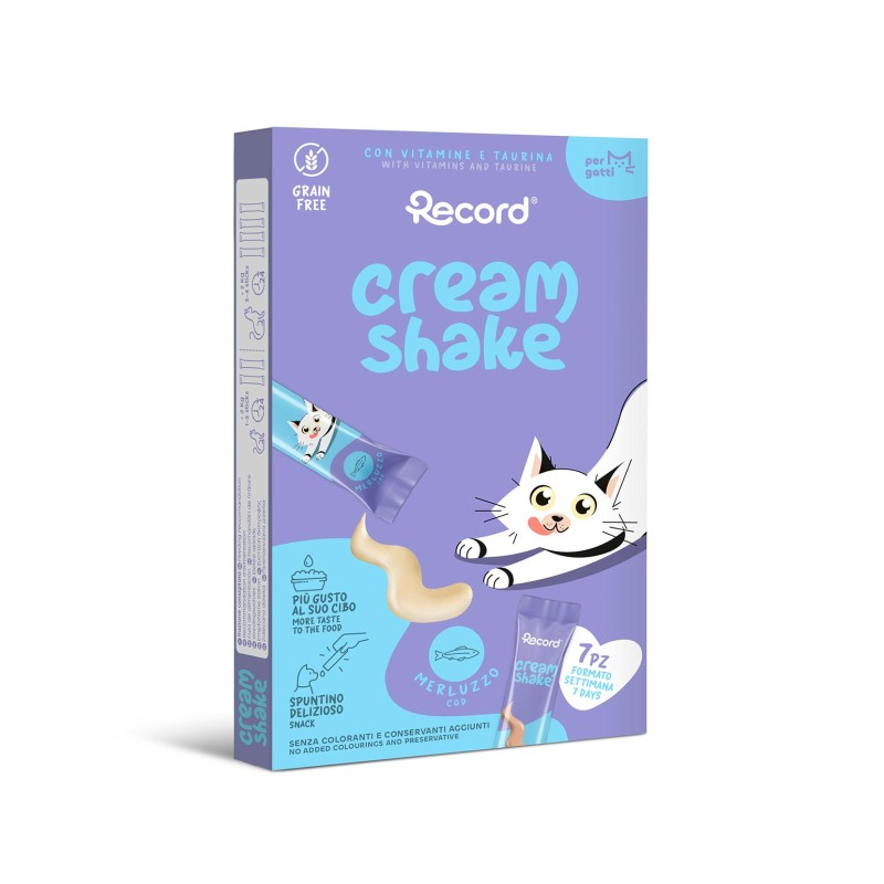 Record Cream Shake Snack Líquido para Gatos - Merluza (7x12g)