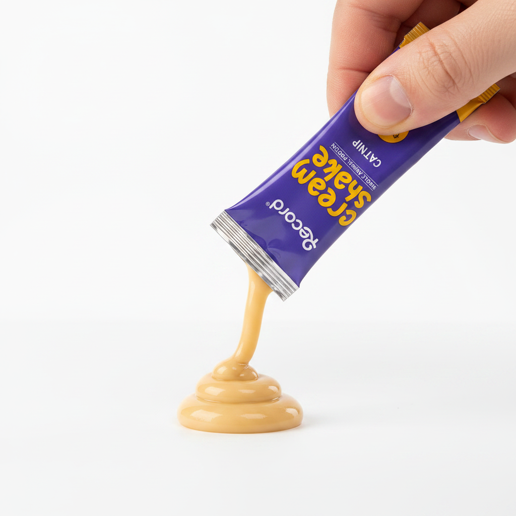Record Cream Shake Pollo y Catnip Snack Líquido Grain Free para Gatos – 7x12 g