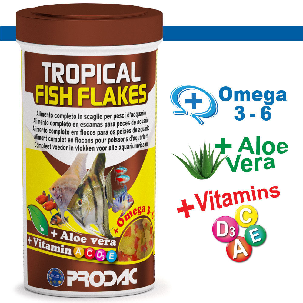 Prodac Tropical Fish Flakes 100ml | Escamas para Peces Tropicales con Omega 3-6 y Aloe Vera