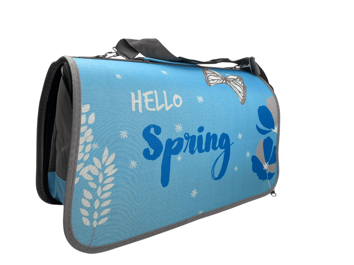Bolso de transporte azul Hello Spring talla L 50x23x30cm para mascotas