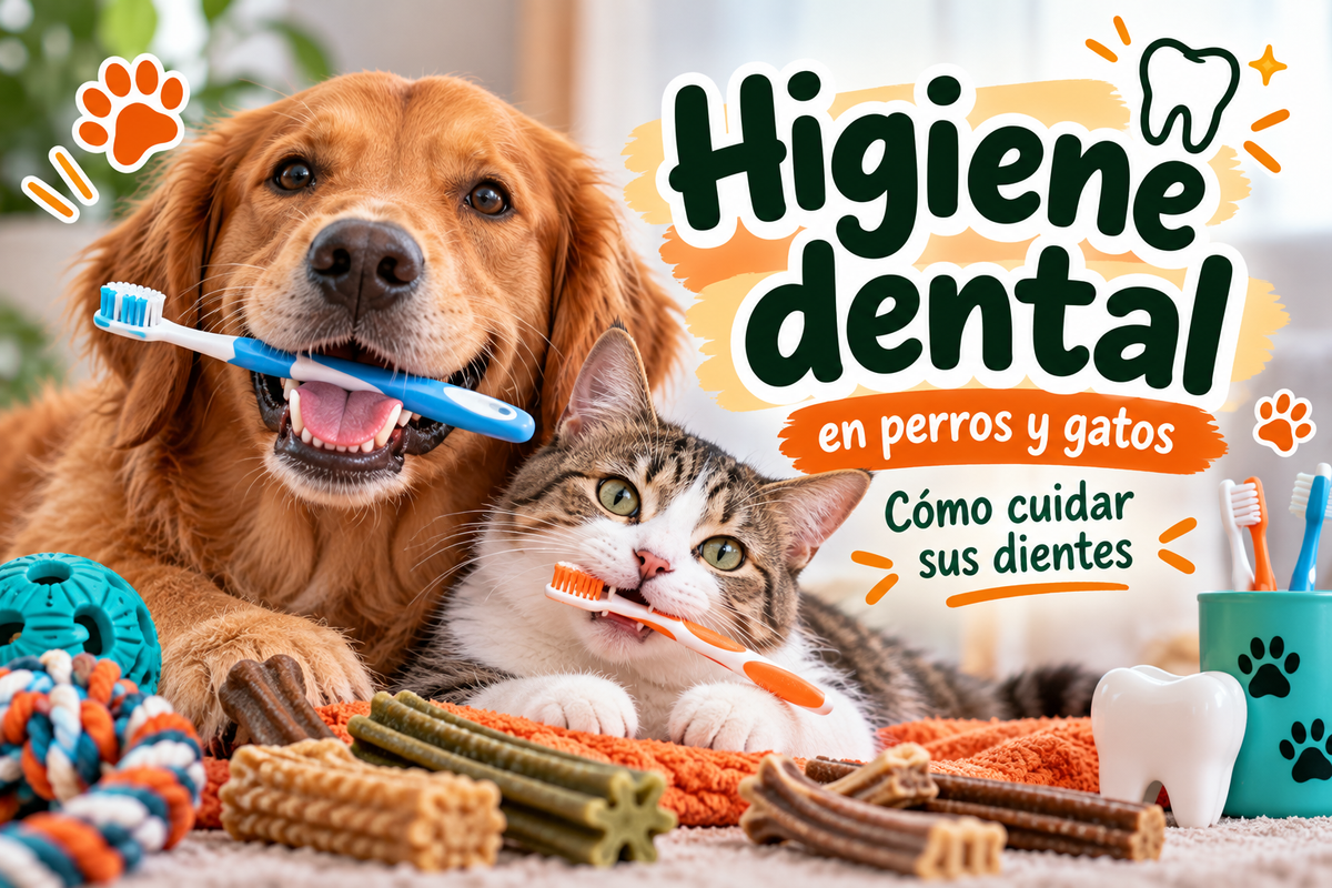 ¿Cuidas los dientes de tu mascota? Guía de higiene dental para perros y gatos 🐶🐱.