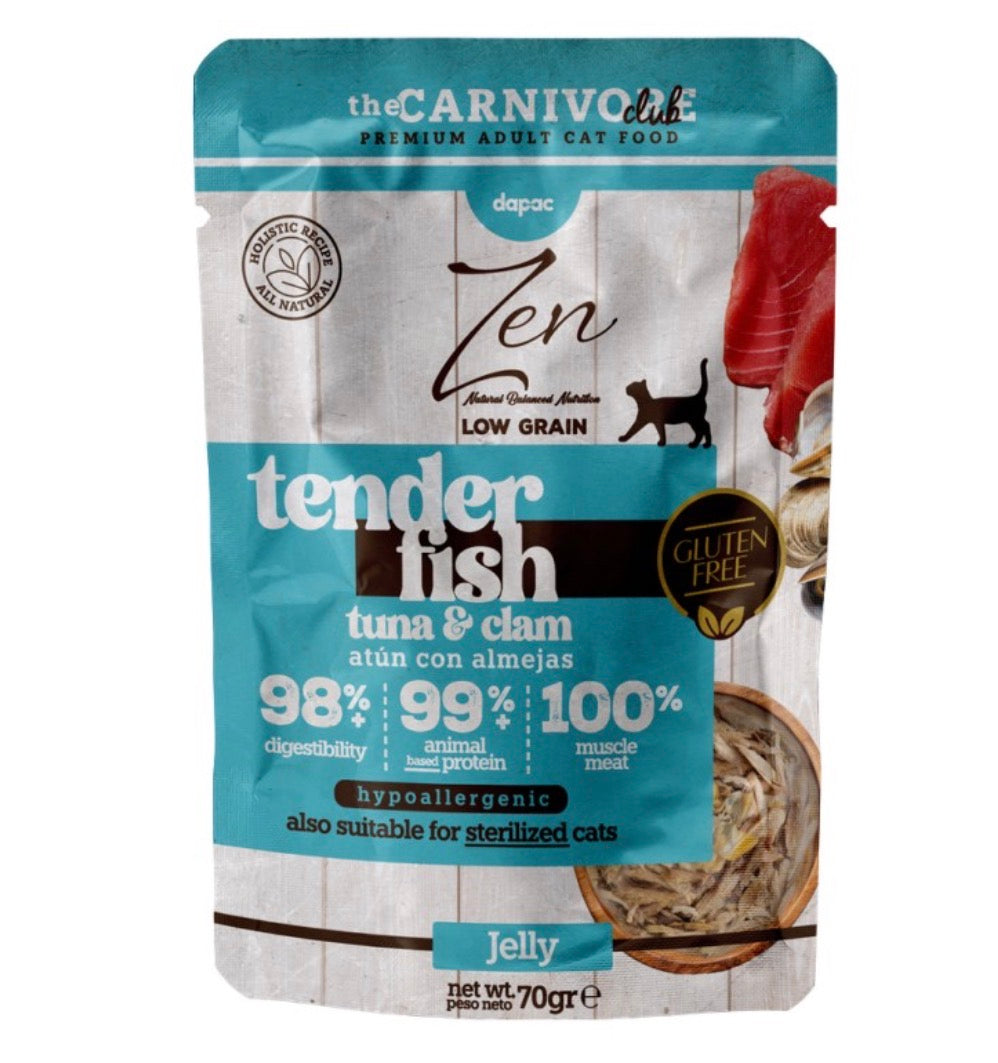 ZEN Tender Fish LOW GRAIN Atún con Almeja para Gatos 70 g