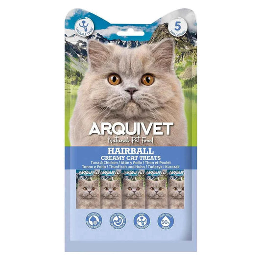 Snack cremoso de Atún y Pollo - HAIRBALL - Creamy Cat Treats 5x14gr