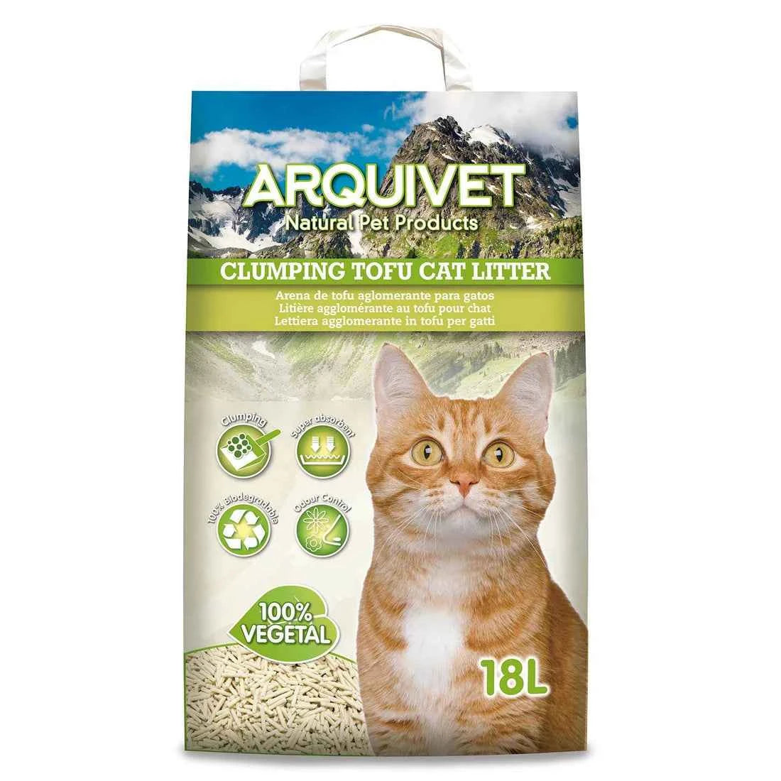 Arena para gatos de tofu biodegradable 18l – sin polvo, aglomerante y apta para WC