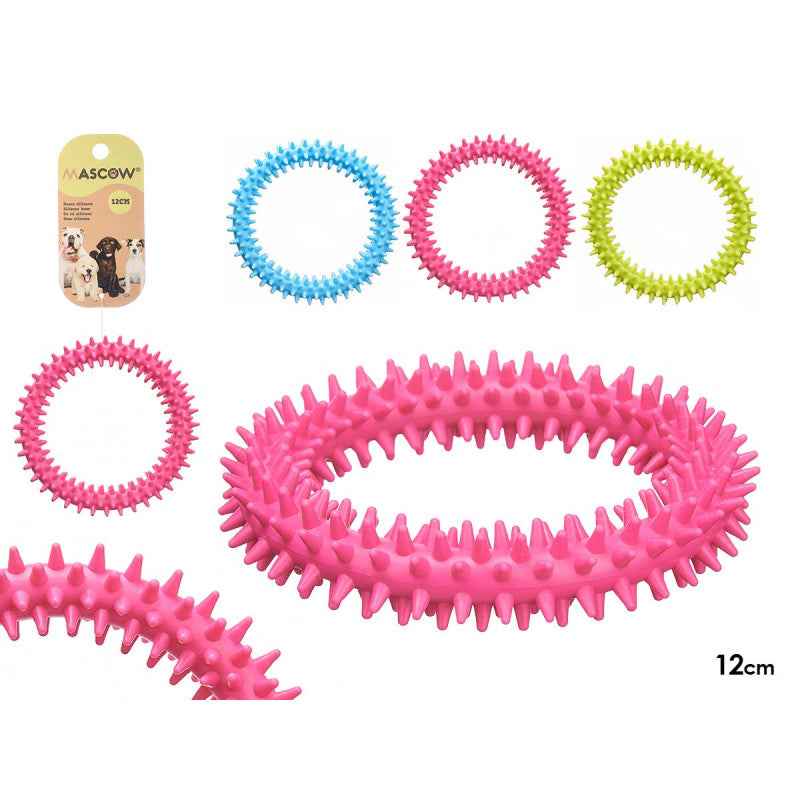 Aro mordedor de silicona 12 cm con púas para mascotas