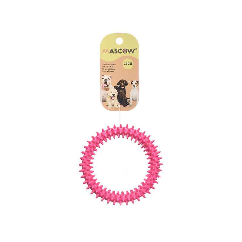 Aro mordedor de silicona 12 cm con púas para mascotas