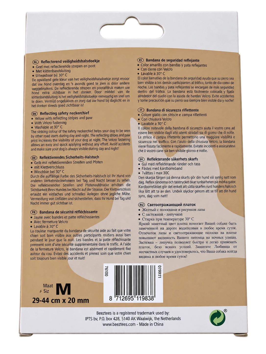Beeztees Bandana Seguridad Reflectante Talla M – información del producto
