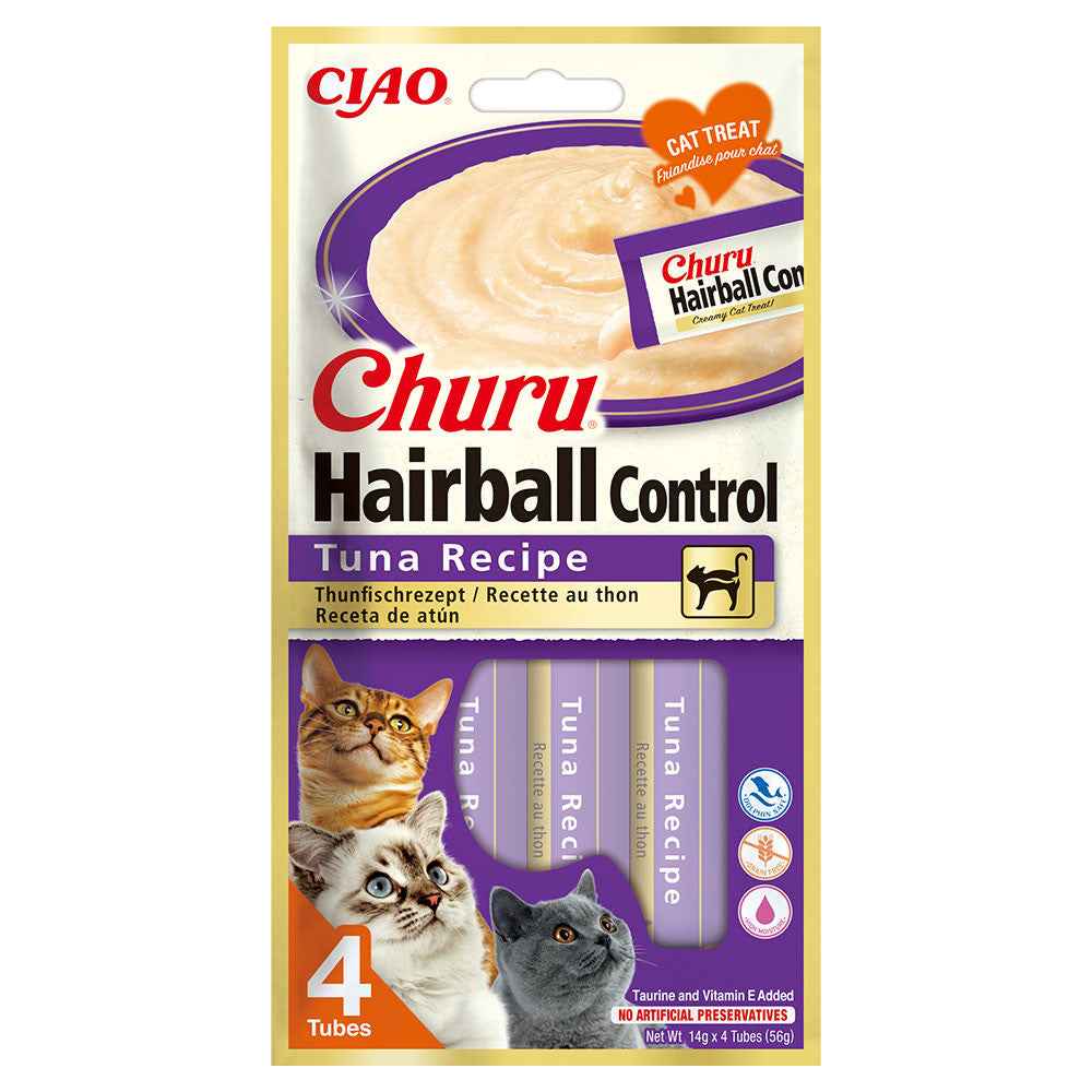 Churu Hairball Control, snack líquido de atún para gatos, 56 g