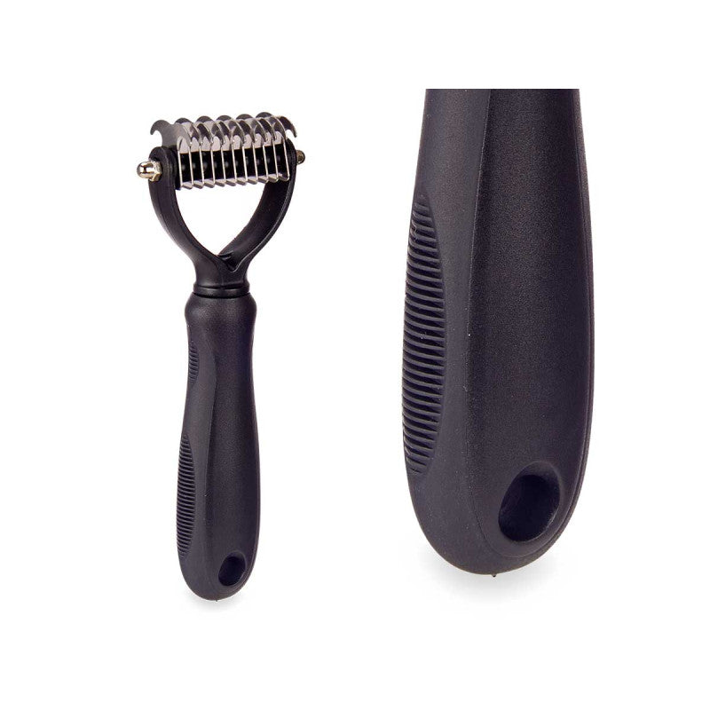 Cepillo de cuchillas para mascotas con mango de silicona