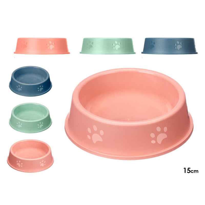 Comedero de plástico con huellas 15 cm colores surtidos