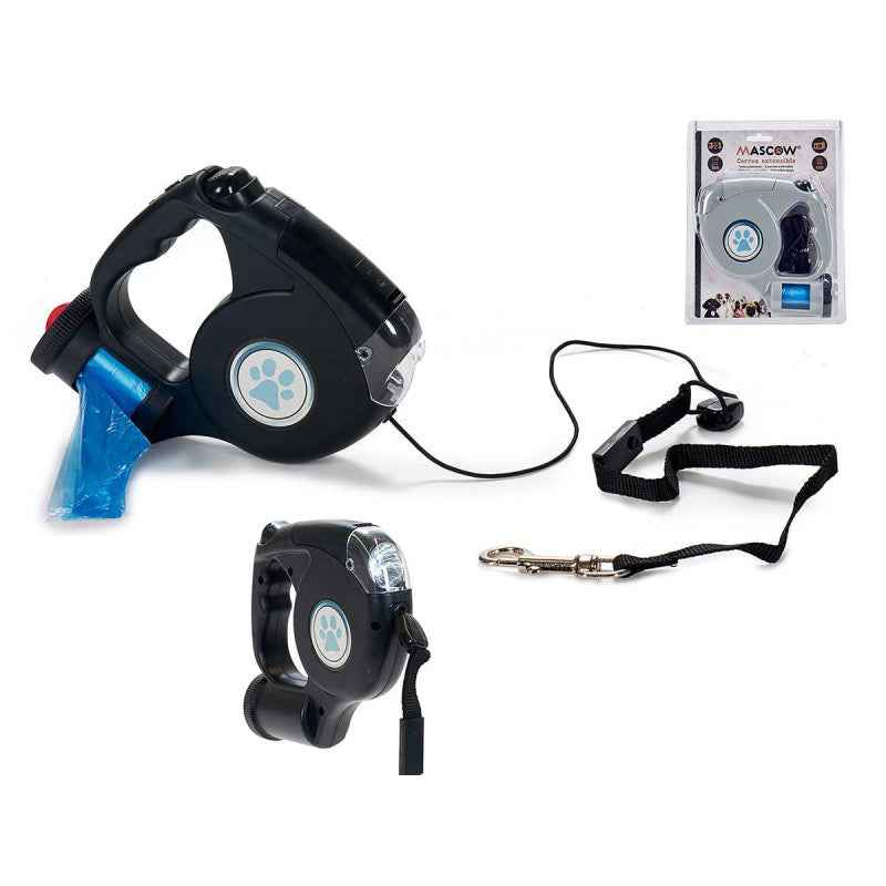 Correa extensible 3 en 1 con luz LED y dispensador de bolsas 5 m