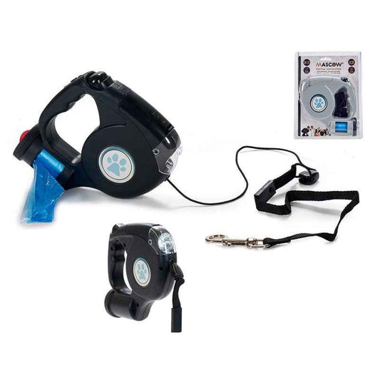 Correa extensible 3 en 1 con luz LED y dispensador de bolsas 5 m