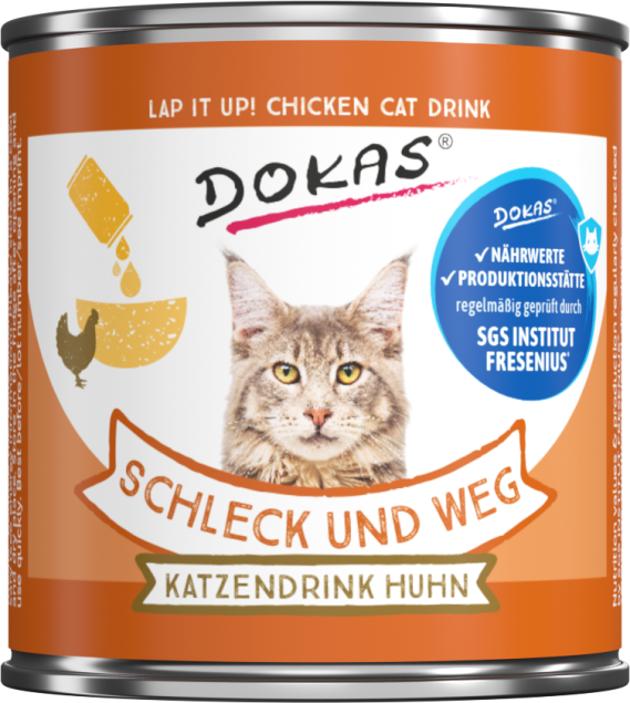 Lamer y marchar, bebida de pollo para gatos DOKAS, 100 g
