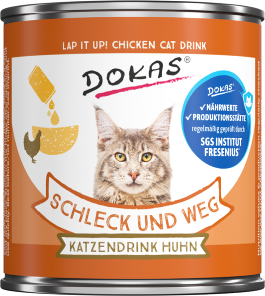 Lamer y marchar, bebida de pollo para gatos DOKAS, 100 g