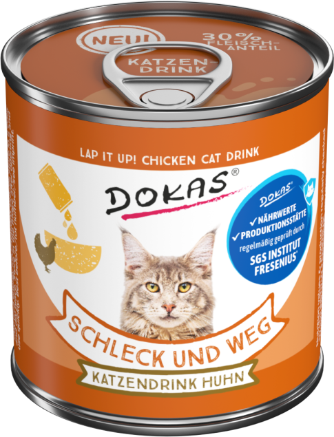 Lamer y marchar, bebida de pollo para gatos DOKAS, 100 g