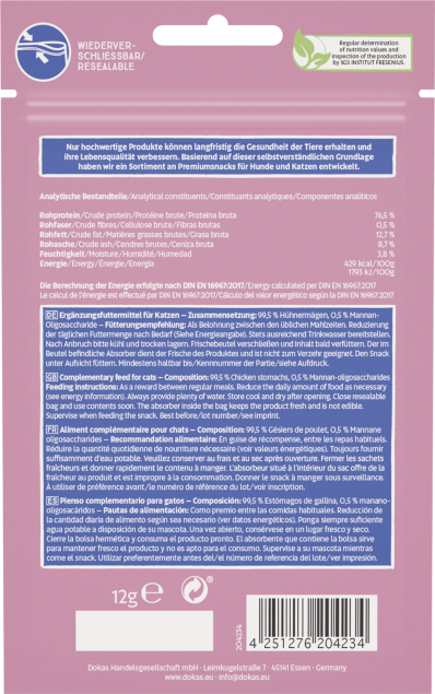 Estómagos de pollo liofilizados DOKAS, 12 g