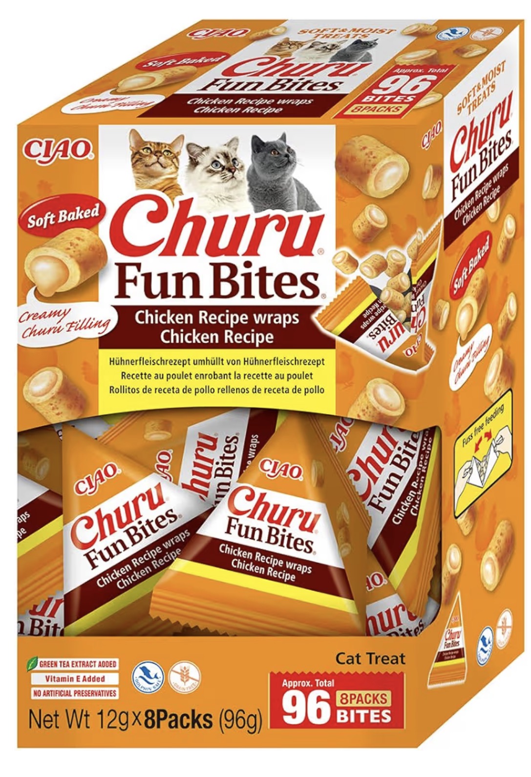CHURU CAT FUN BITES DE POLLO PACK 8 X 12 GR
