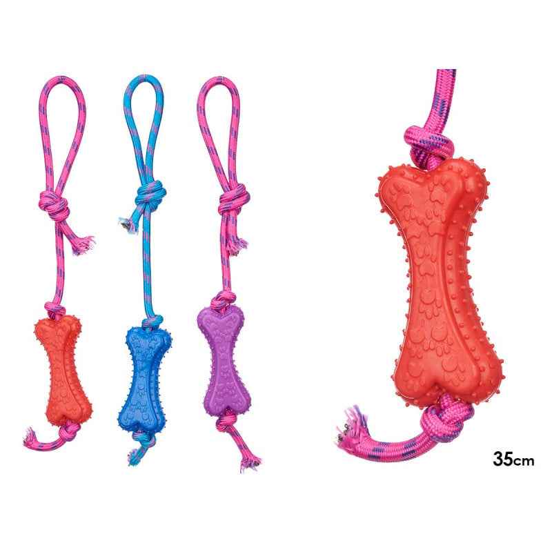 Hueso de silicona con cuerda 35 cm surtido