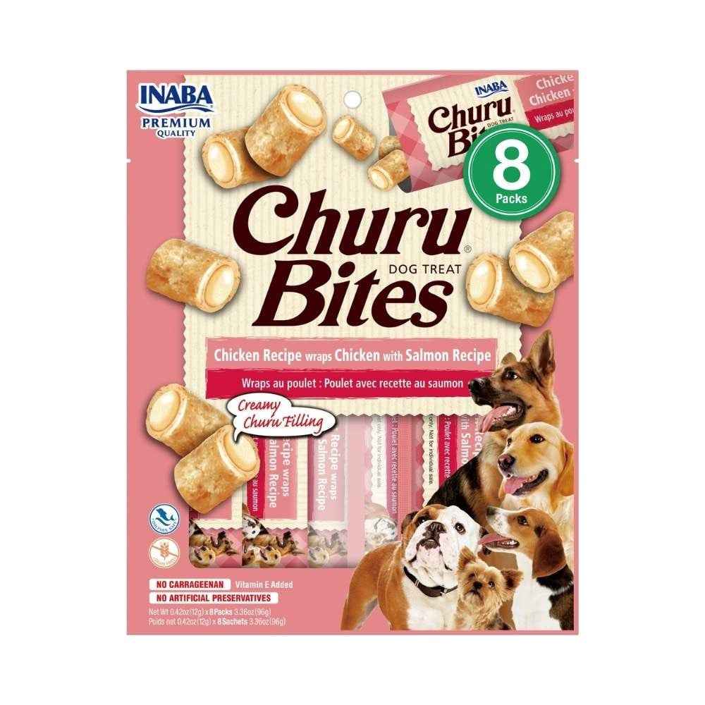 CHURU BITES SNACK DE POLLO CON SALMÓN (8X12G) PARA PERROS