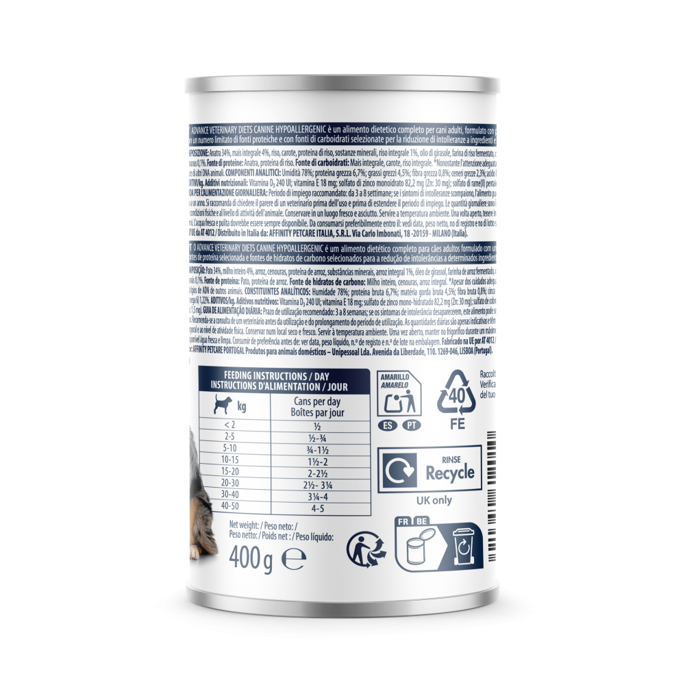 Advance Veterinary Diets hypoallergenic Pato 400gr