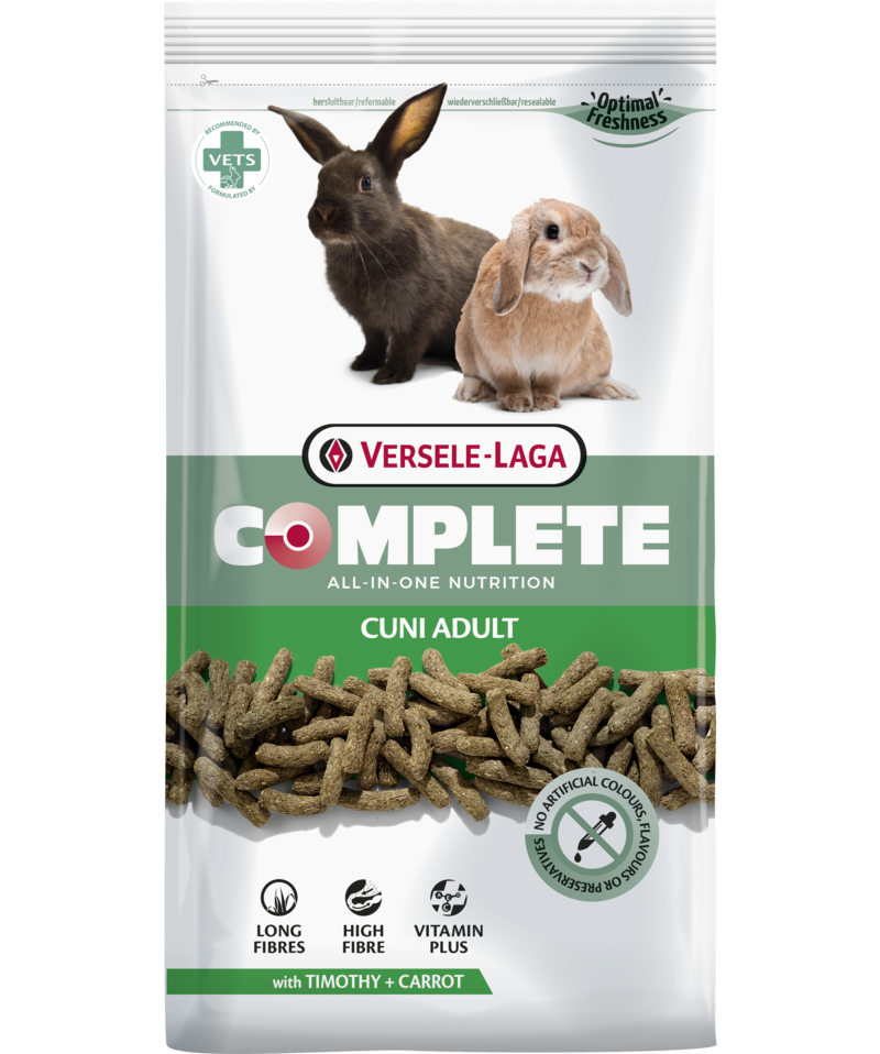 Versele-Laga Complete Cuni Adult 1,75kg – Pellets todo en uno ricos en fibra para conejos adultos enanos