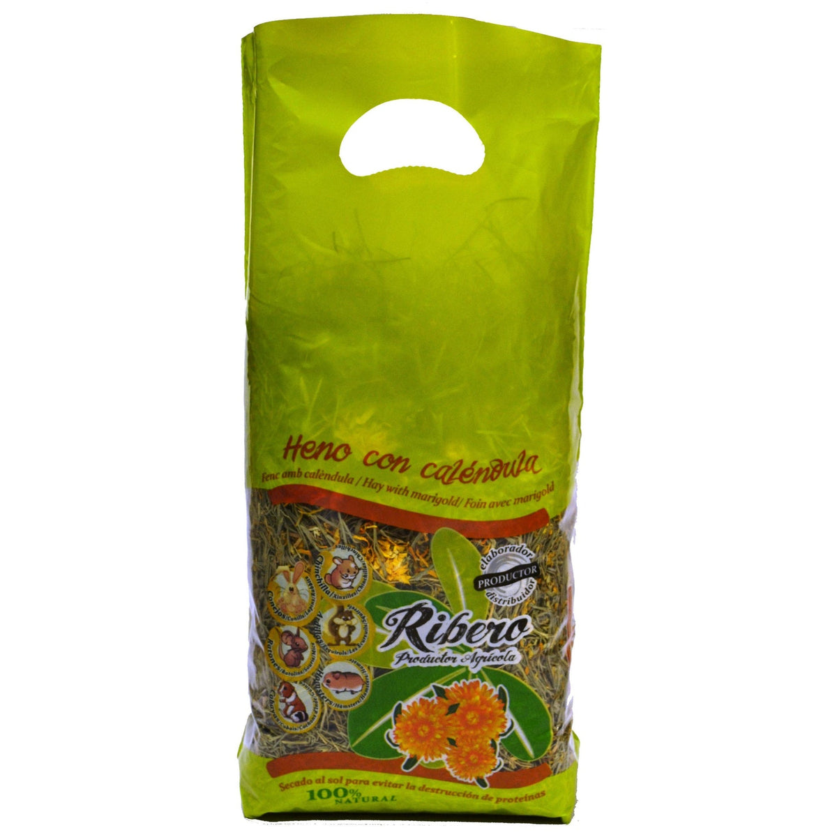 Heno con Caléndula Ribero 500g – Heno de festuca con caléndula para conejos y pequeños mamíferos