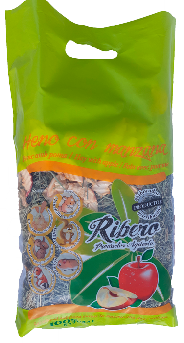 Heno con Manzana Ribero 500g – Heno de festuca con manzana para conejos y pequeños mamíferos