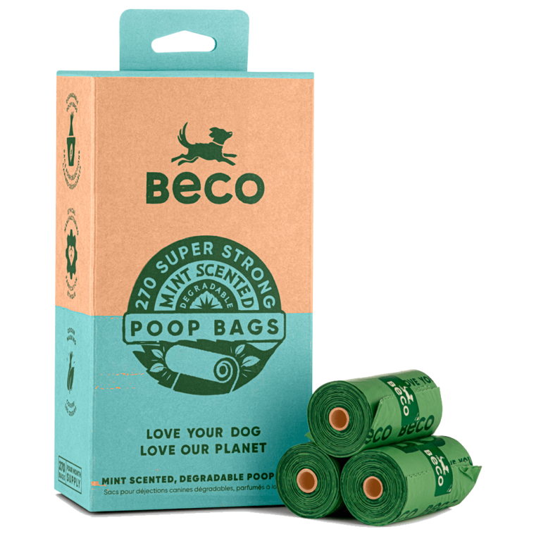 Beco Bolsas Ecológicas para Excrementos 100% Material Reciclado, Aroma Menta 60 bolsas