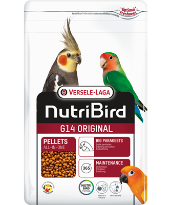 NutriBird G14 Original 1kg – Pellets monocolor de mantenimiento para periquitos grandes
