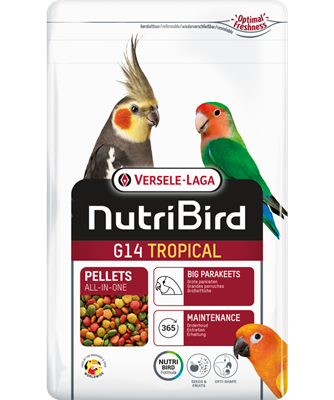 NutriBird G14 Tropical 1kg – Pellets multicolor de mantenimiento para periquitos grandes