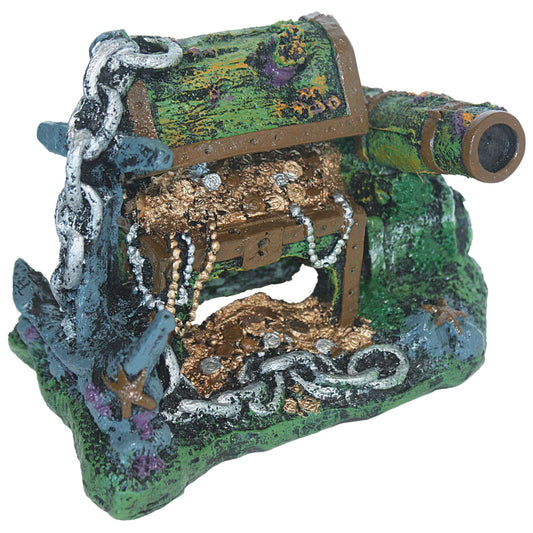 Ornamento Cañón y Cofre para Acuarios