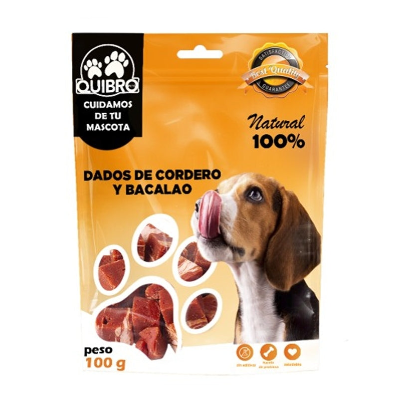 Dados de Cordero y Bacalao para Perros 100gr - Snacks Naturales