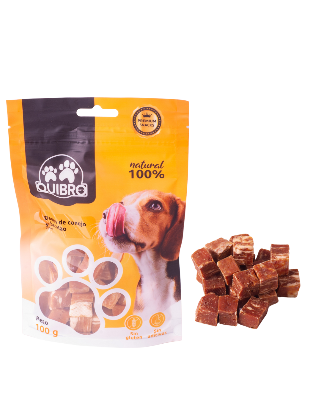 Dados de Conejo y Bacalao para Perros 100g - Snacks Naturales