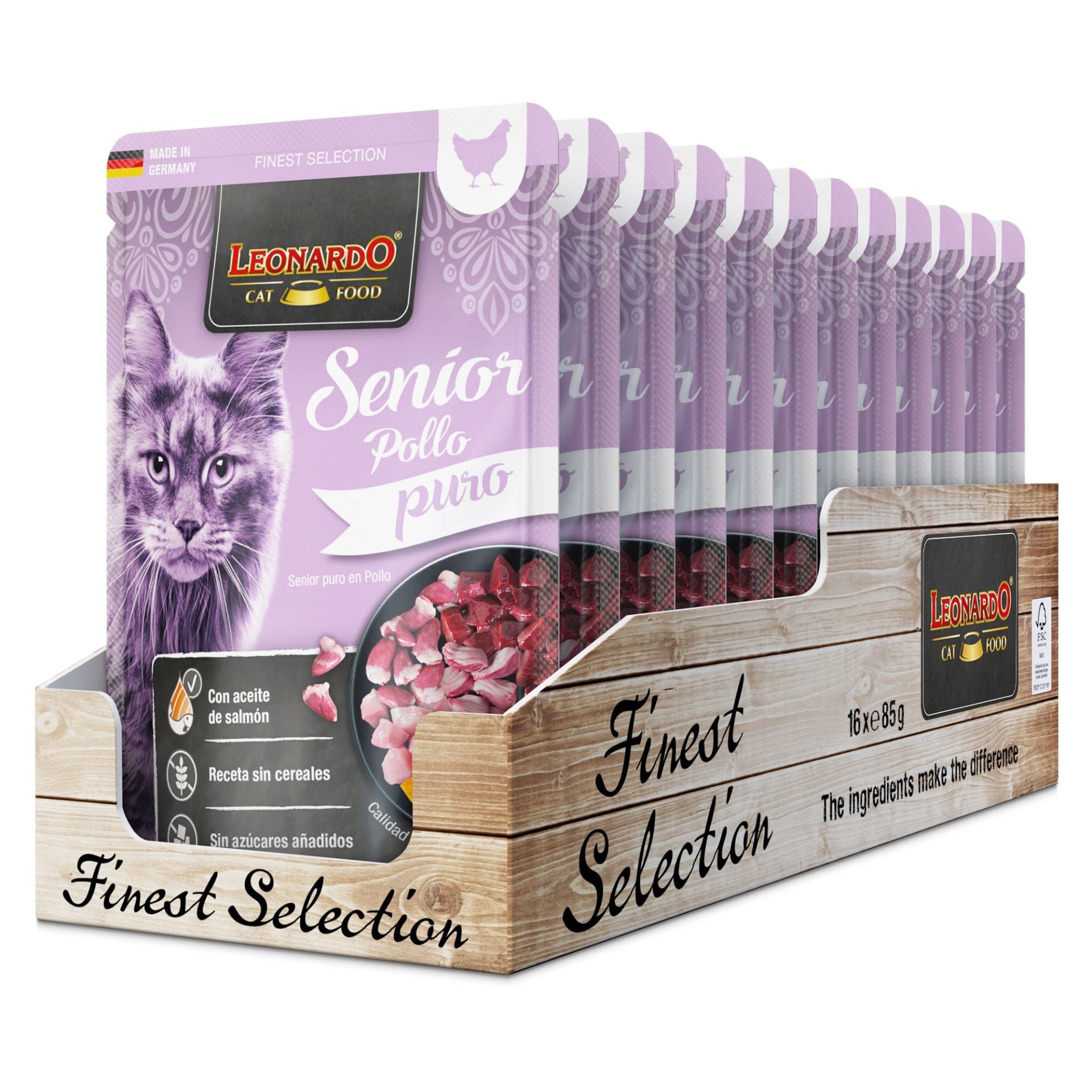 Leonardo Finest Selection Senior Puro en Pollo 85g