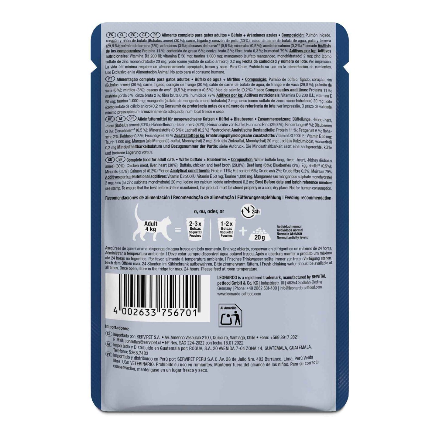 Leonardo Finest Selection Búfalo + Arándanos Azules 85g