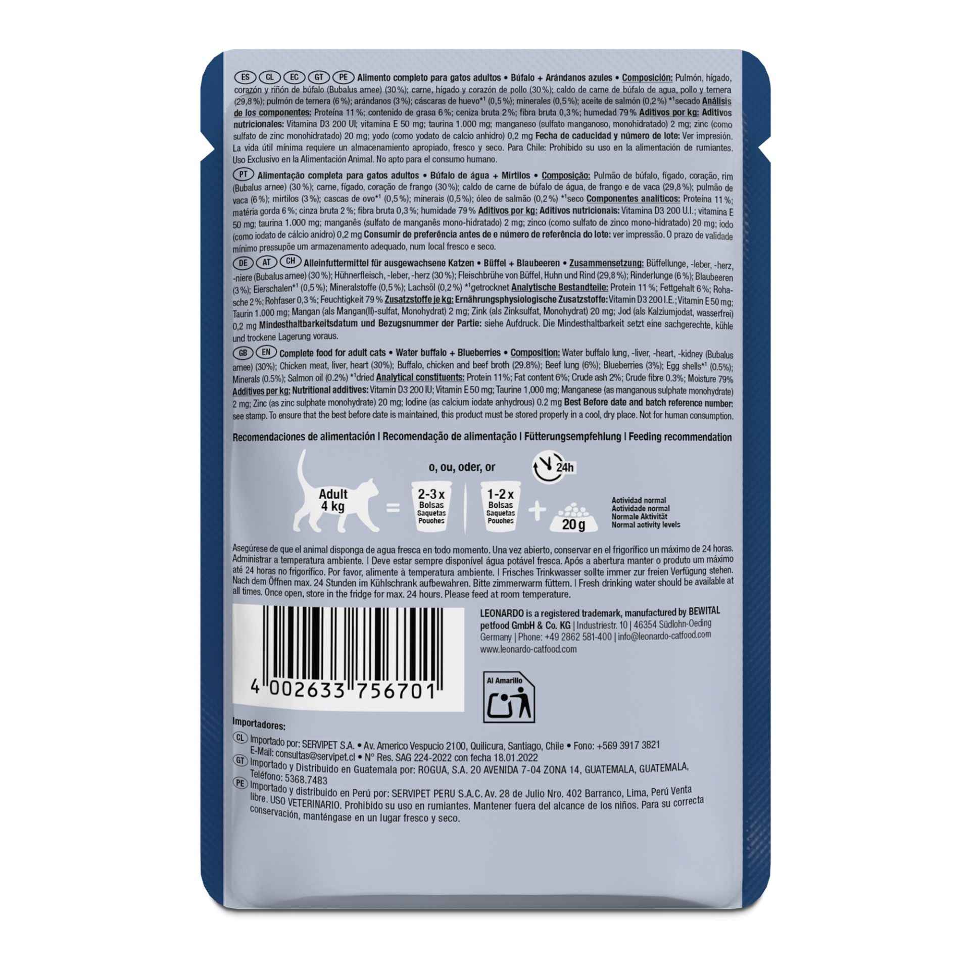 Leonardo Finest Selection Búfalo + Arándanos Azules 85g
