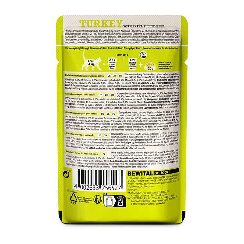 Leonardo | Pavo con Ternera Desmenuzada 70g