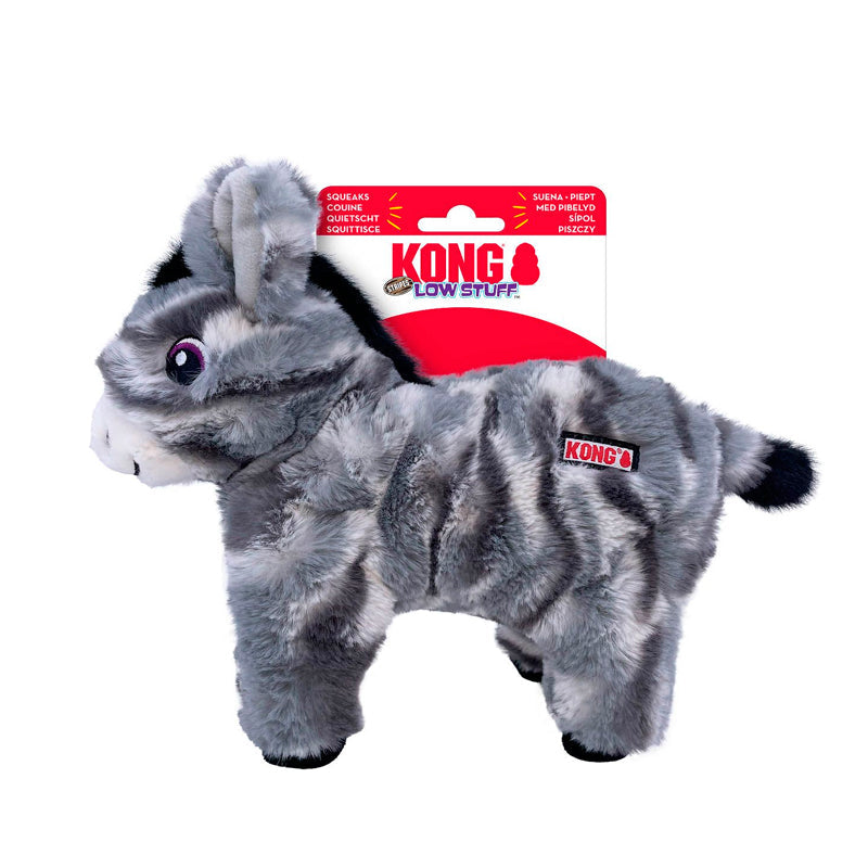 KONG Low Stuff Stripes Burro – Peluche para perros con sonido