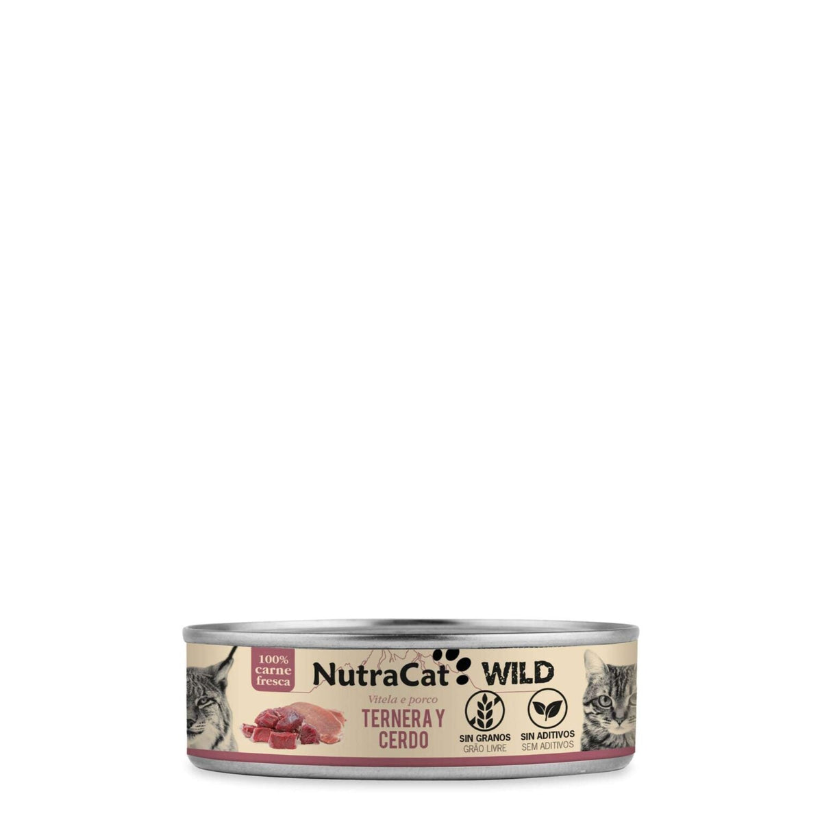 NutraCat WILD Ternera y Cerdo – Alimento húmedo para gatos, 80 g